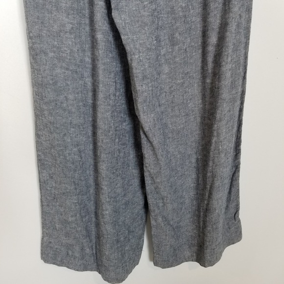 Sigrid Olsen Women Linen Blend Wide Leg Pants Sz L Gray Electric Waist Crop - Picture 6 of 8